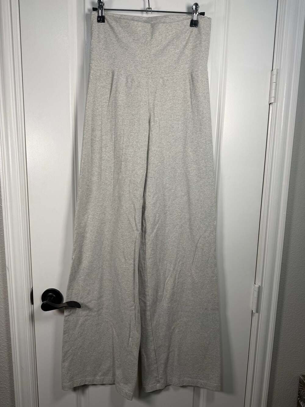 Brandy Melville High-Waisted Wide-Leg Lounge Pants in Heather Grey